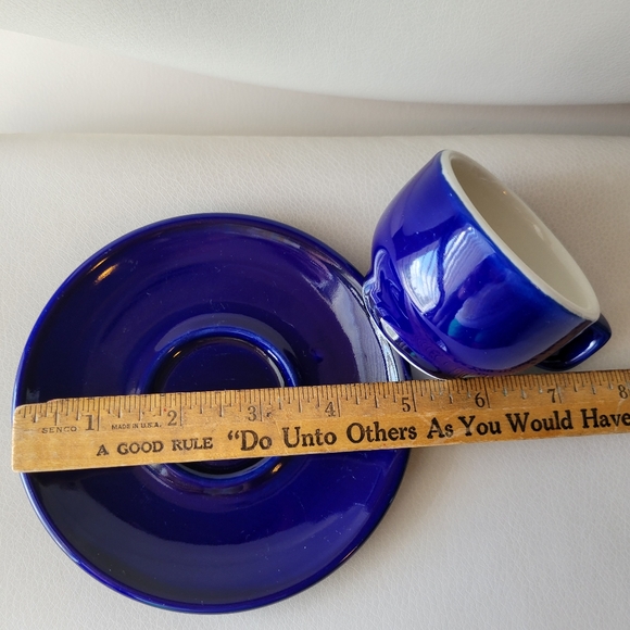 Vintage Hall China Restaurant Ware Blue Demitasse Cup & Saucer (956) ~ Espresso - Picture 14 of 14